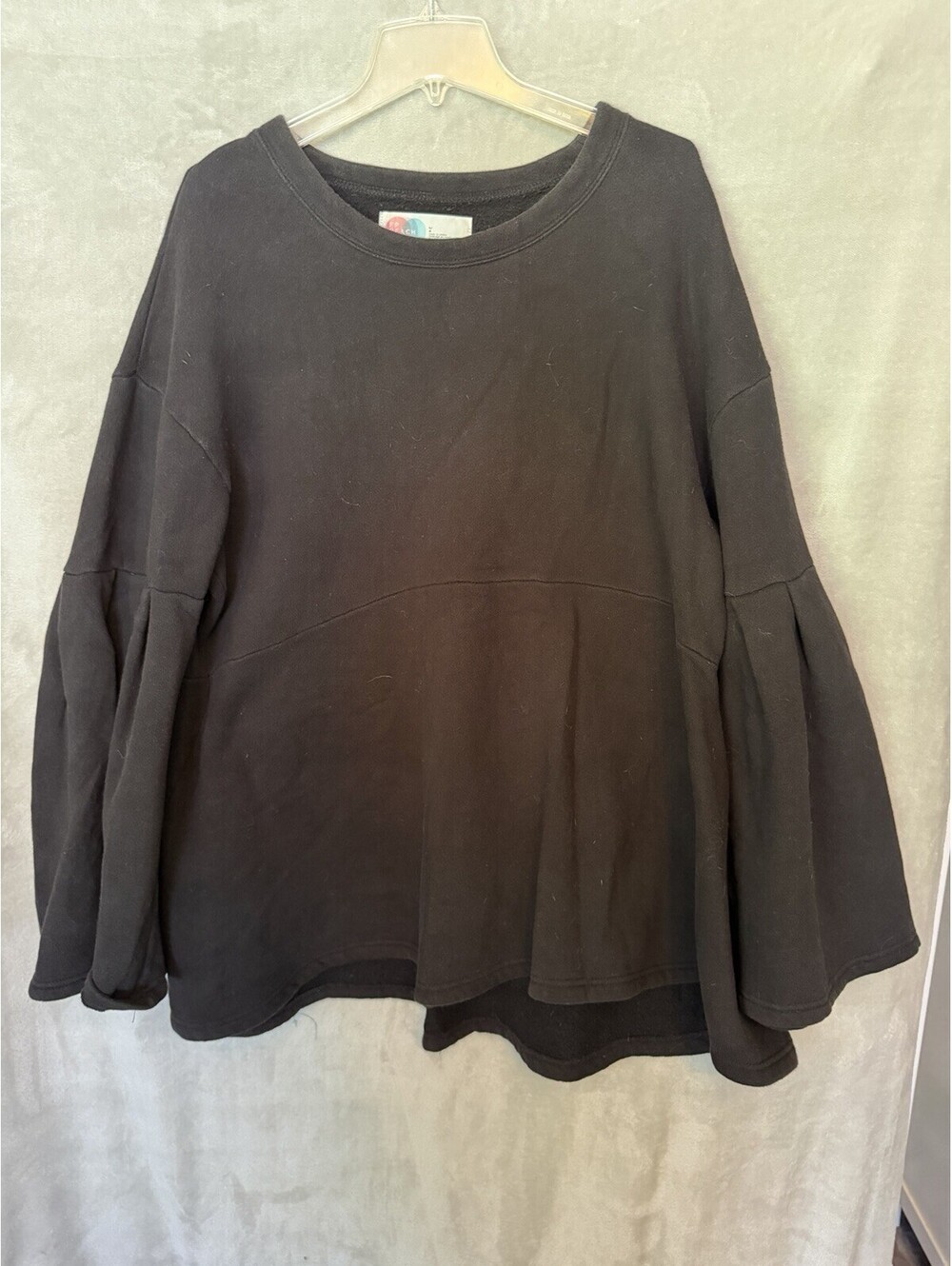 Free People Beach Sweatshirt Pleated Sleeves Oversized Size L